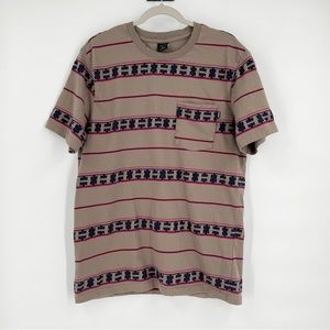 HUF Brown Striped Short Sleeve T-Shirt Men’s Size XL